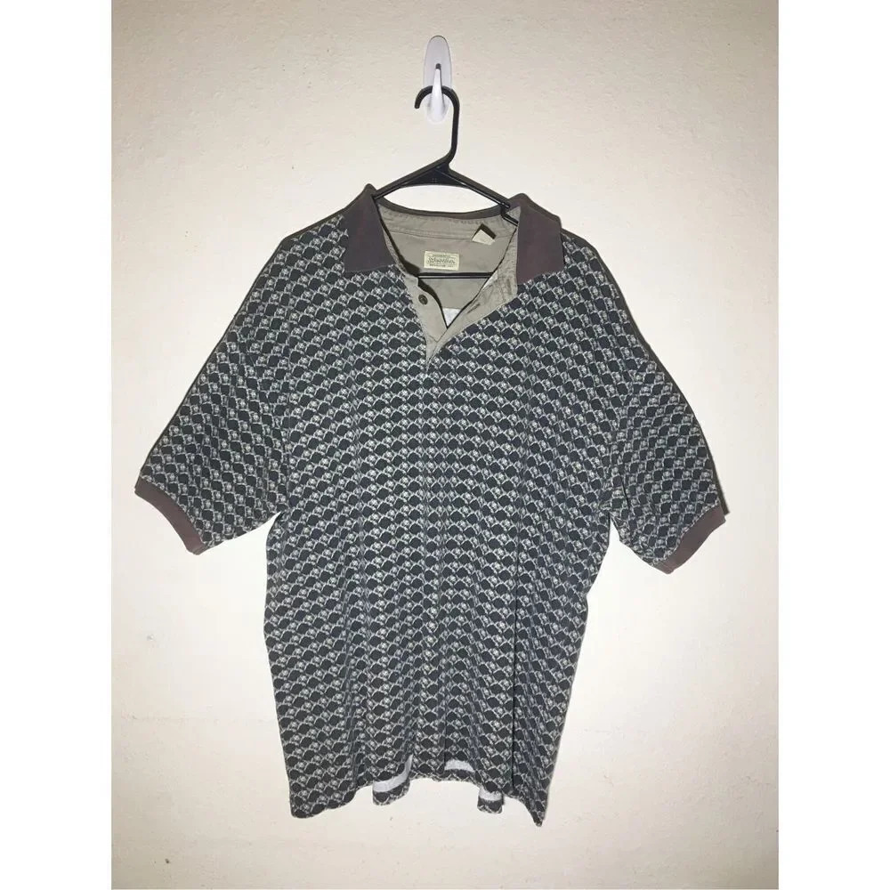 Mens St. Johns Bay Polo Size XL Brown Grey Casual Lightweight Summer Spring